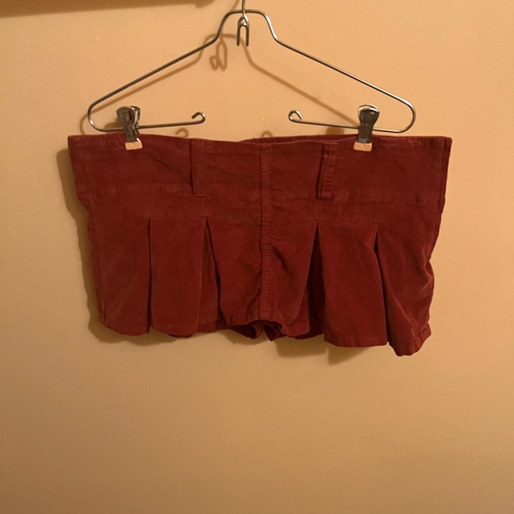 Free People Pleated Micro Mini Cord Skort in Roasted Russet - Picture 5 of 7
